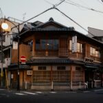 A street corner with a building on the corner